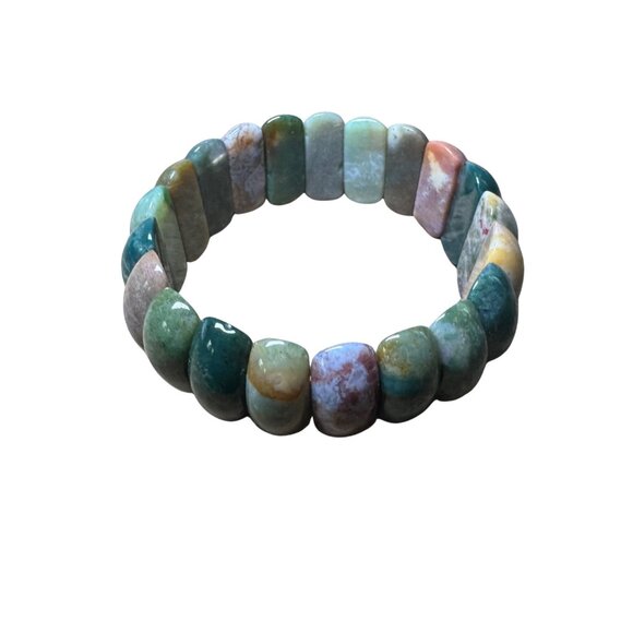Agate Bloodstone Power Bead Bracelet – Natural Stone Stretch - Picture 6 of 9